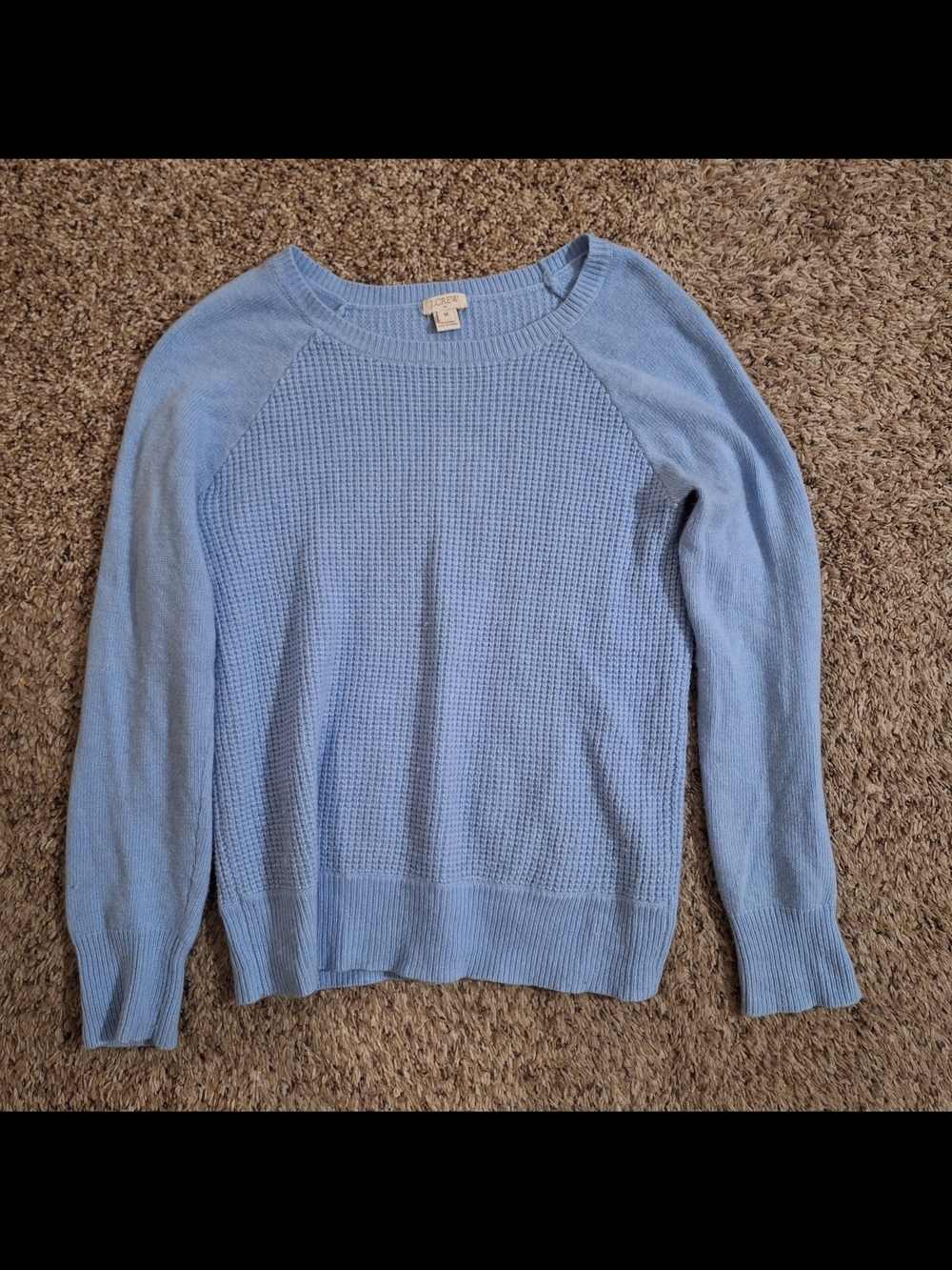 J. Crew Vintage 2014 Sky Blue Merino Wool Blend Waffle Knit Sweater M